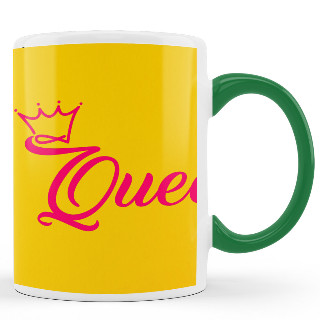 Printed Ceramic Coffee Mug | Queen – Yellow Background |Family |  325 Ml 